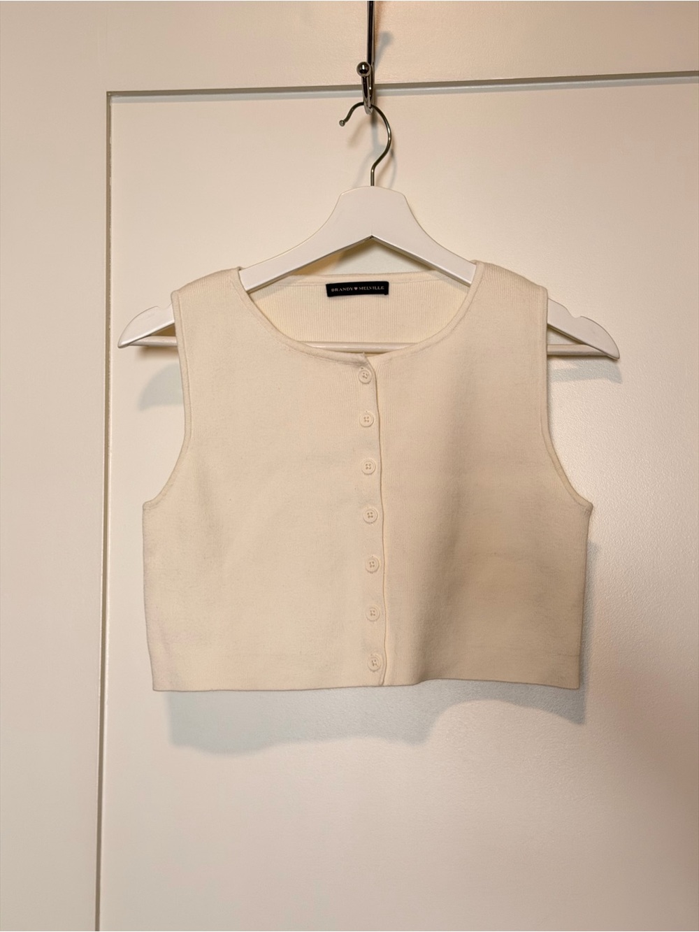 Brandy Melville Cream Button-Front Cropped Tank (S)